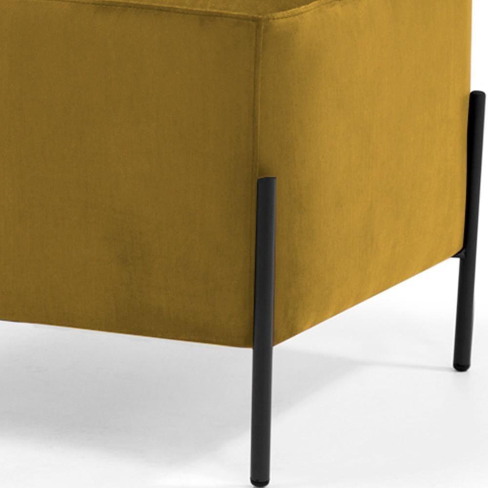 Puff Retangular 60x45 D02 Pés De Aço Veludo Mostarda C-279 - 3
