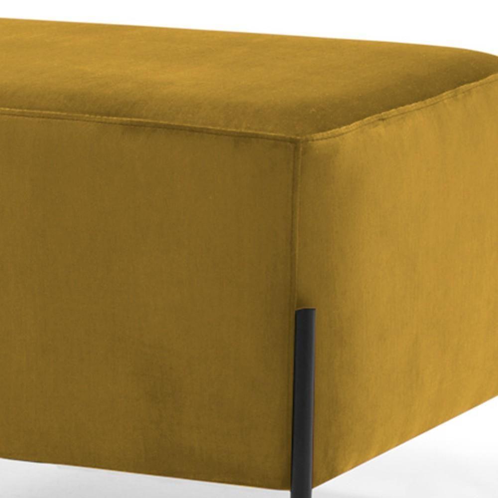Puff Retangular 60x45 D02 Pés De Aço Veludo Mostarda C-279 - 4