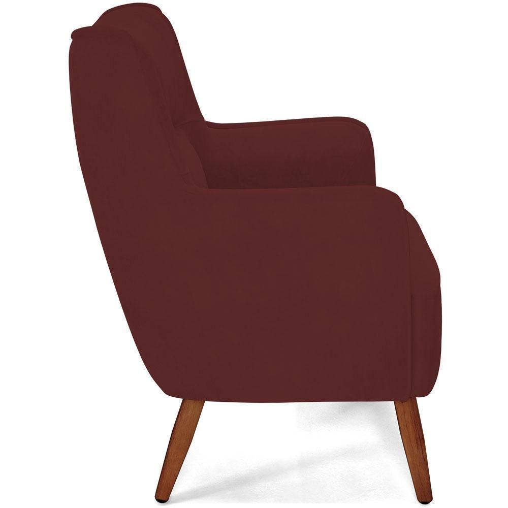 Kit 02 Poltronas Fixa Pés De Madeira Veludo Marsala C-278 - 2