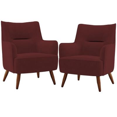 Kit 2 Poltronas Decorativas Fixas Isabella D02 Veludo Marsala Lyam Decor