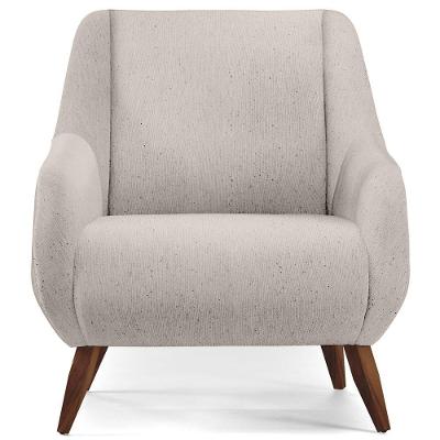 Poltrona Fixa Paloma D02 Pés de Madeira Linho Cru C-443 Lyam Decor