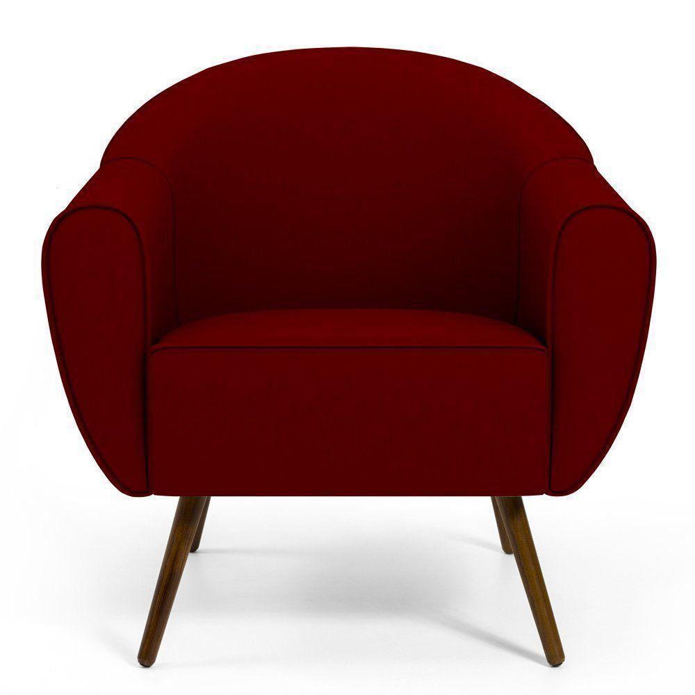 Poltrona Com Pés Palito Nina Veludo Marsala C-278 - 6