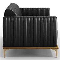 Sofá 2 Lugares Para Sala De Estar Molino 150 Cm D02 Pés D'ouro Couríssimo Preto B-159 - Lyam Decor - 3