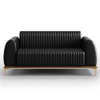 Sofá 2 Lugares Para Sala De Estar Molino 150 Cm D02 Pés D'ouro Couríssimo Preto B-159 - Lyam Decor - 6