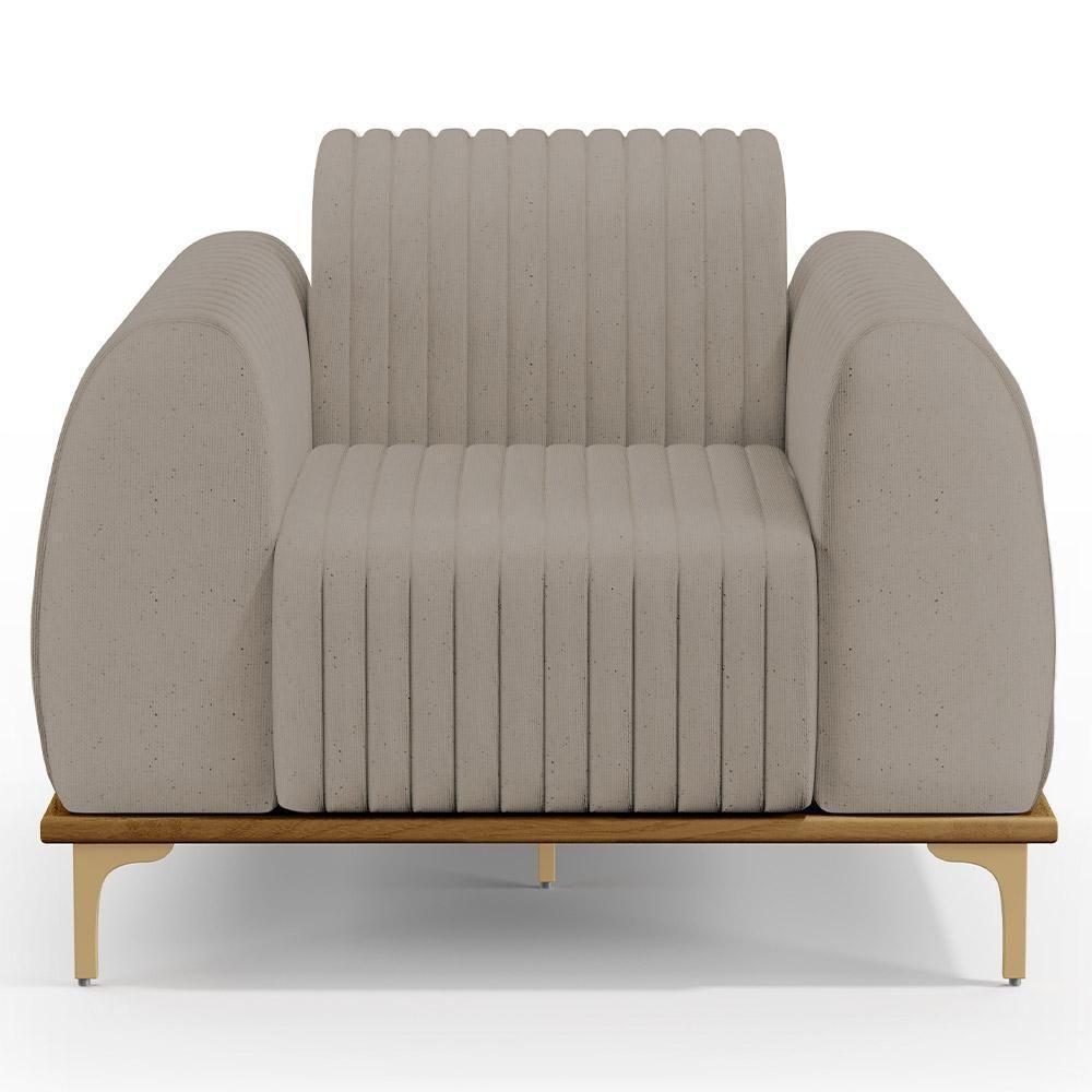 Poltrona Pés Metalizado D'Ouro Molino D02 Linho Bege C-107 - 6