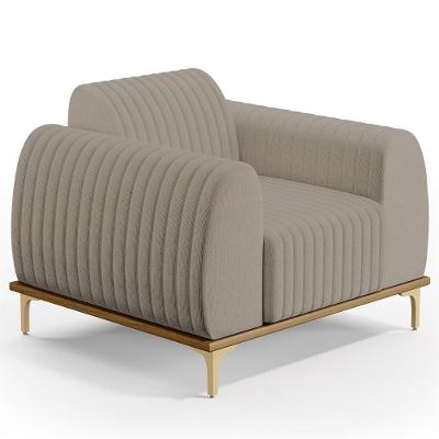 Poltrona Decorativa Molino D02 Linho Bege Lyam Decor