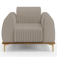 Poltrona Pés Metalizado D'Ouro Molino D02 Linho Bege C-107 - 6