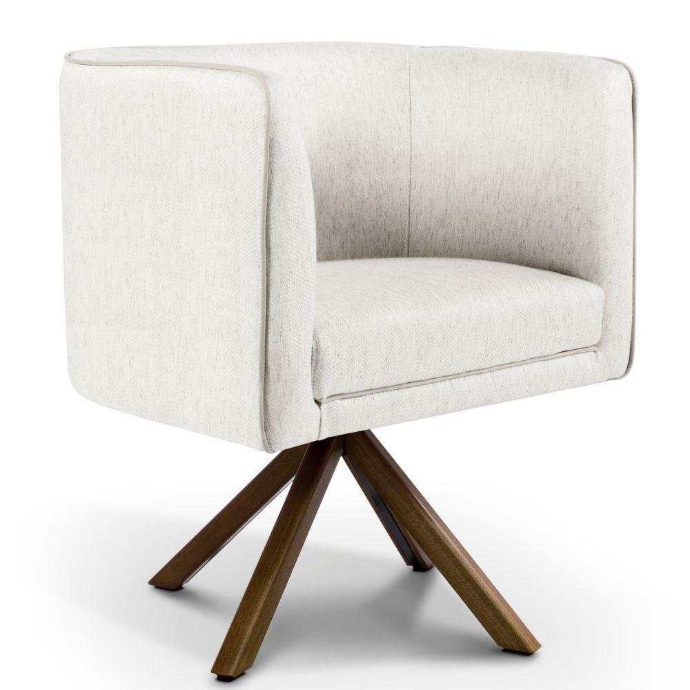 Poltrona Giratória Base Giromad Betina D02 Linho Creme A-48 - 1