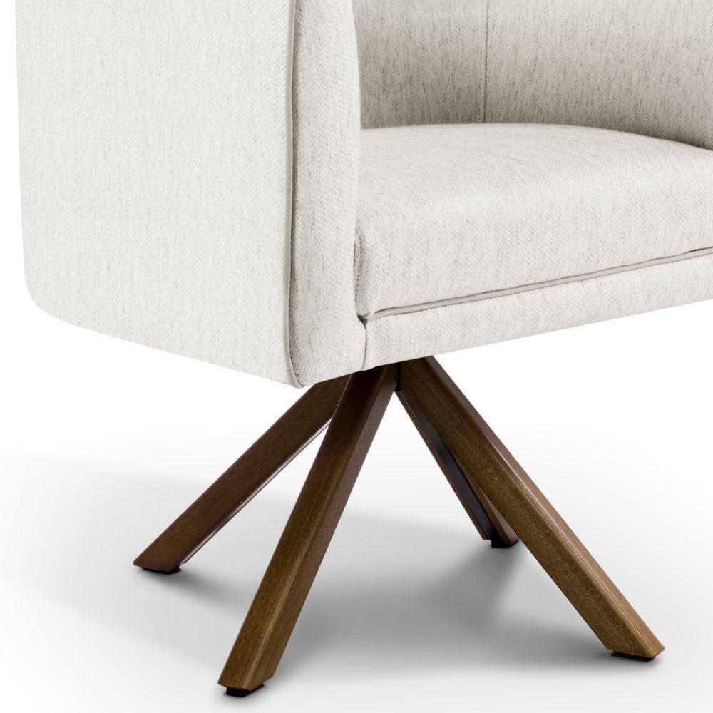 Poltrona Giratória Base Giromad Betina D02 Linho Creme A-48 - 3