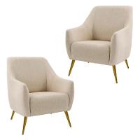 Kit 2 Poltronas Paloma New Bronze D02 Linho Bege C-129 - 1