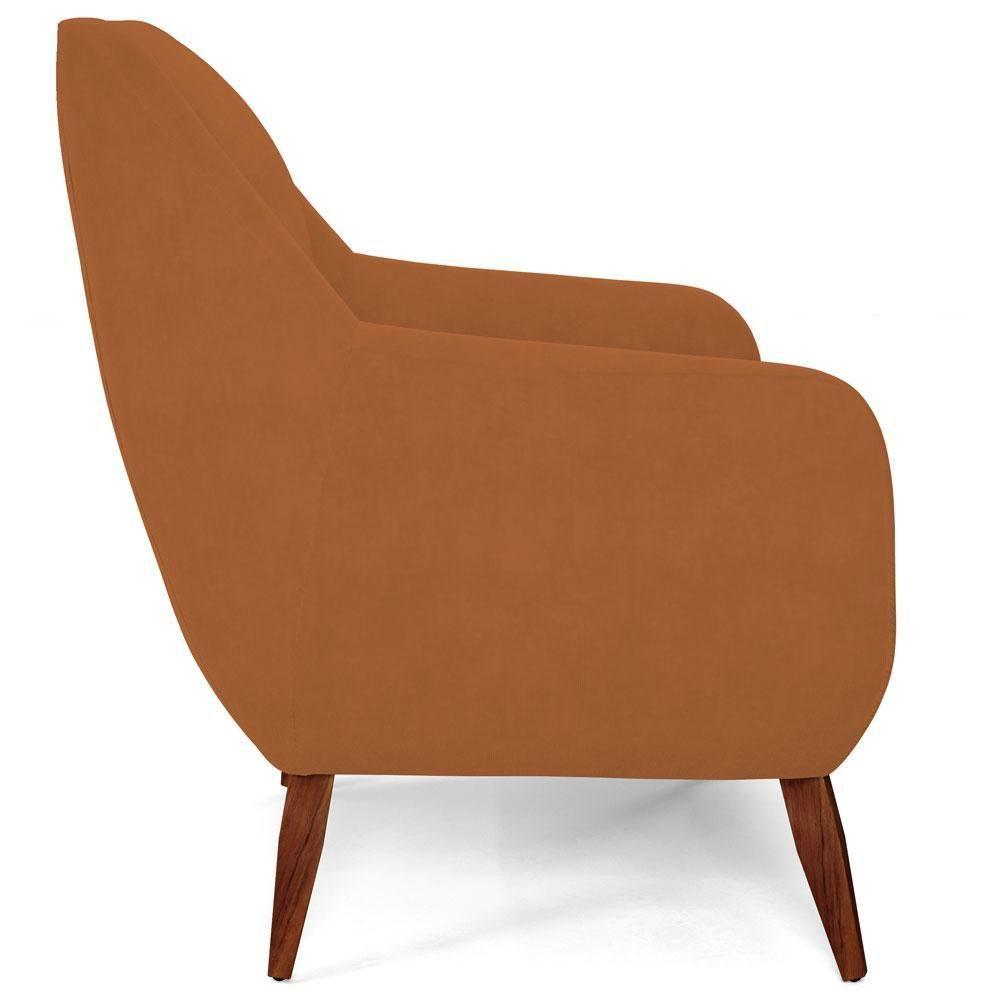 Poltrona Fixa Pés De Madeira Paloma D02 Veludo Telha C-262 - 2