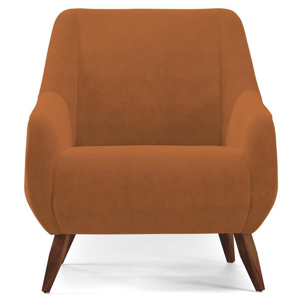 Poltrona Fixa Pés De Madeira Paloma D02 Veludo Telha C-262 - 4