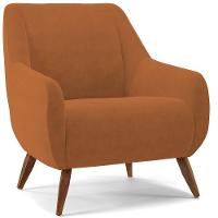 Poltrona Fixa Pés De Madeira Paloma D02 Veludo Telha C-262 - 1