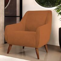 Poltrona Fixa Pés De Madeira Paloma D02 Veludo Telha C-262 - 7