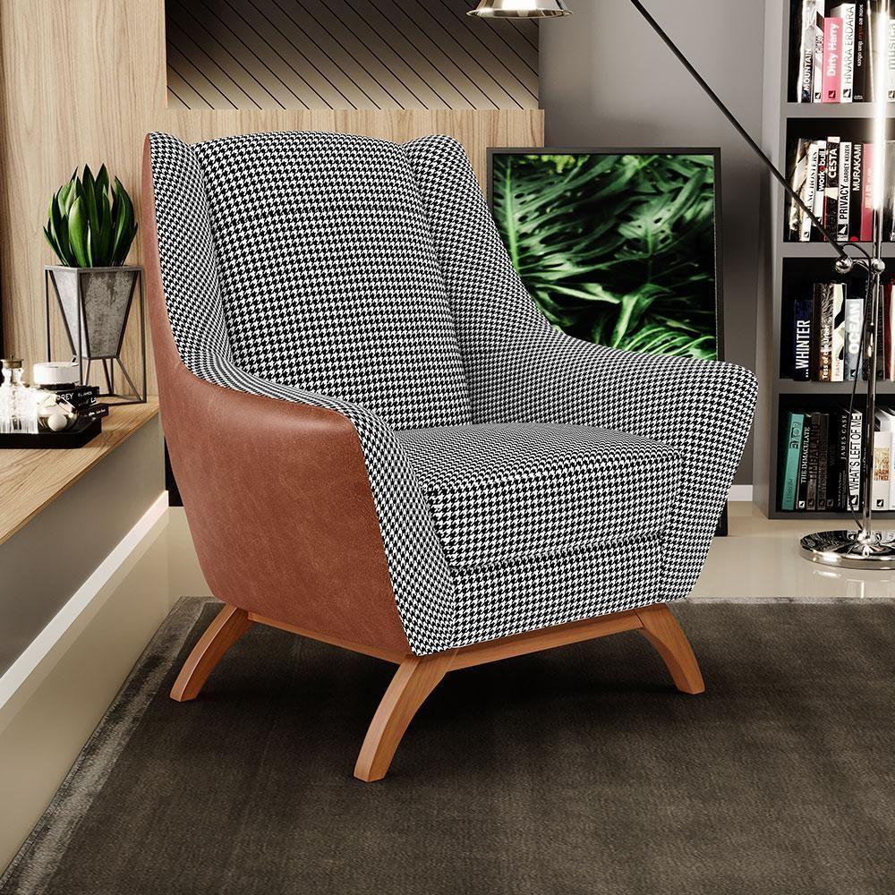 Kit 2 Poltronas Base Em Madeira Camel B-14 Pied Poule - 8