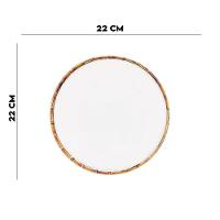 Jogo 6 Pratos Sobremesa 22cm Borda De Bambu Melamina Branco - 5