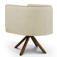 Poltrona Base Giratória De Madeira Linho Bege C-129 - 2