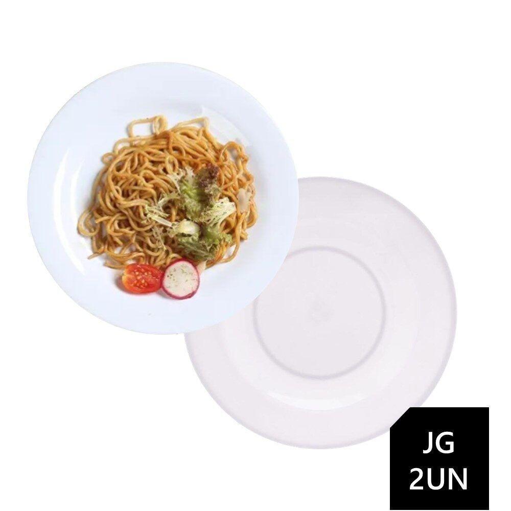 Jogo 2 Pratos Sobremesa Melamina Basic Branco Lyor 18cm - 1