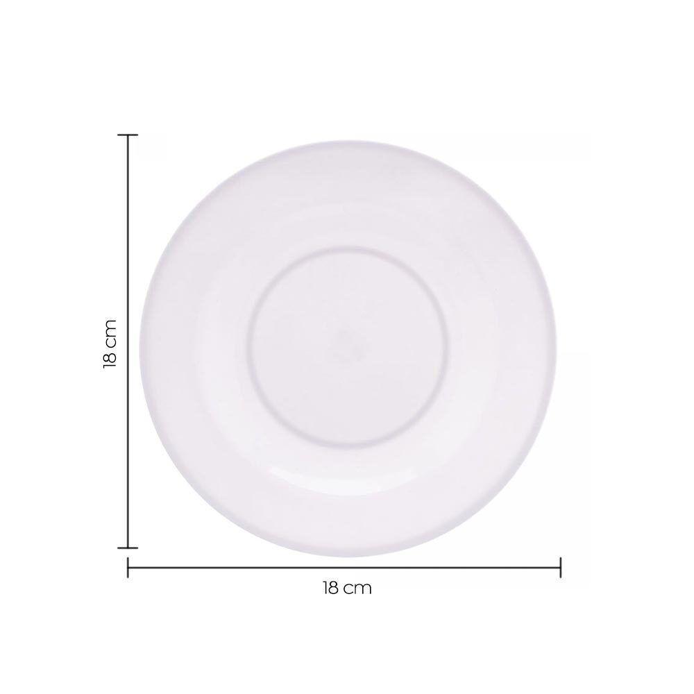 Jogo 2 Pratos Sobremesa Melamina Basic Branco Lyor 18cm - 4