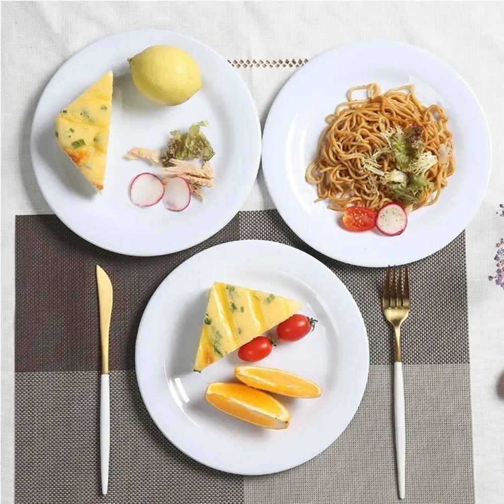 Jogo 8 Pratos Sobremesa Melamina Basic Branco Lyor 18cm - 3