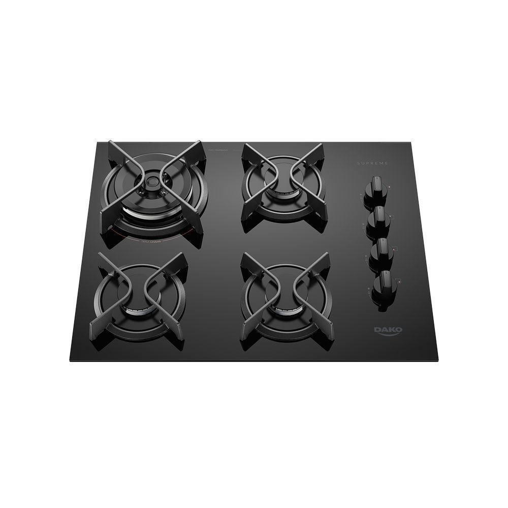 Cooktop 4 Bocas Dako Supreme A Gás Acendimento Automático E Tripla Chama Preto Bivolt  - 1