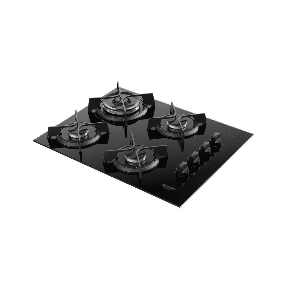 Cooktop 4 Bocas Dako Supreme A Gás Acendimento Automático E Tripla Chama Preto Bivolt  - 3