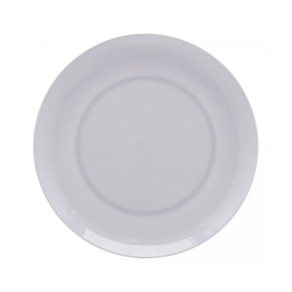 Jogo 6 Pratos Rasos 25,5cm Milão Branco Plástico Melamina Lyor - 1
