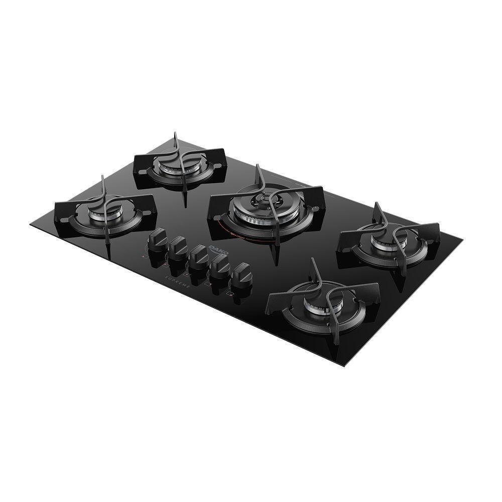 Cooktop 5 Bocas Dako Supreme A Gás Acendimento Automático E Tripla Chama Preto Bivolt - 1