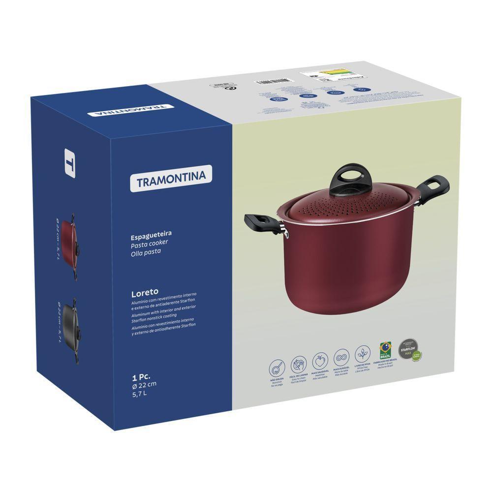 Espagueteira Em Alumínio Com Revestimento Interno E Externo Em Antiaderente Starflon Max Vermelho 22 - 3