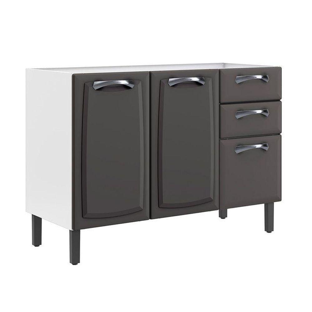 Balcão Em Aço Portas Gavetas Grafite S-tampo - 1