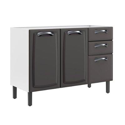 Balcão Em Aço Portas Gavetas Grafite S-tampo