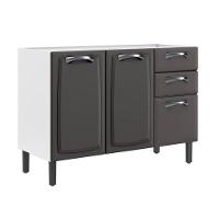 Balcão Em Aço Portas Gavetas Grafite S-tampo - 1