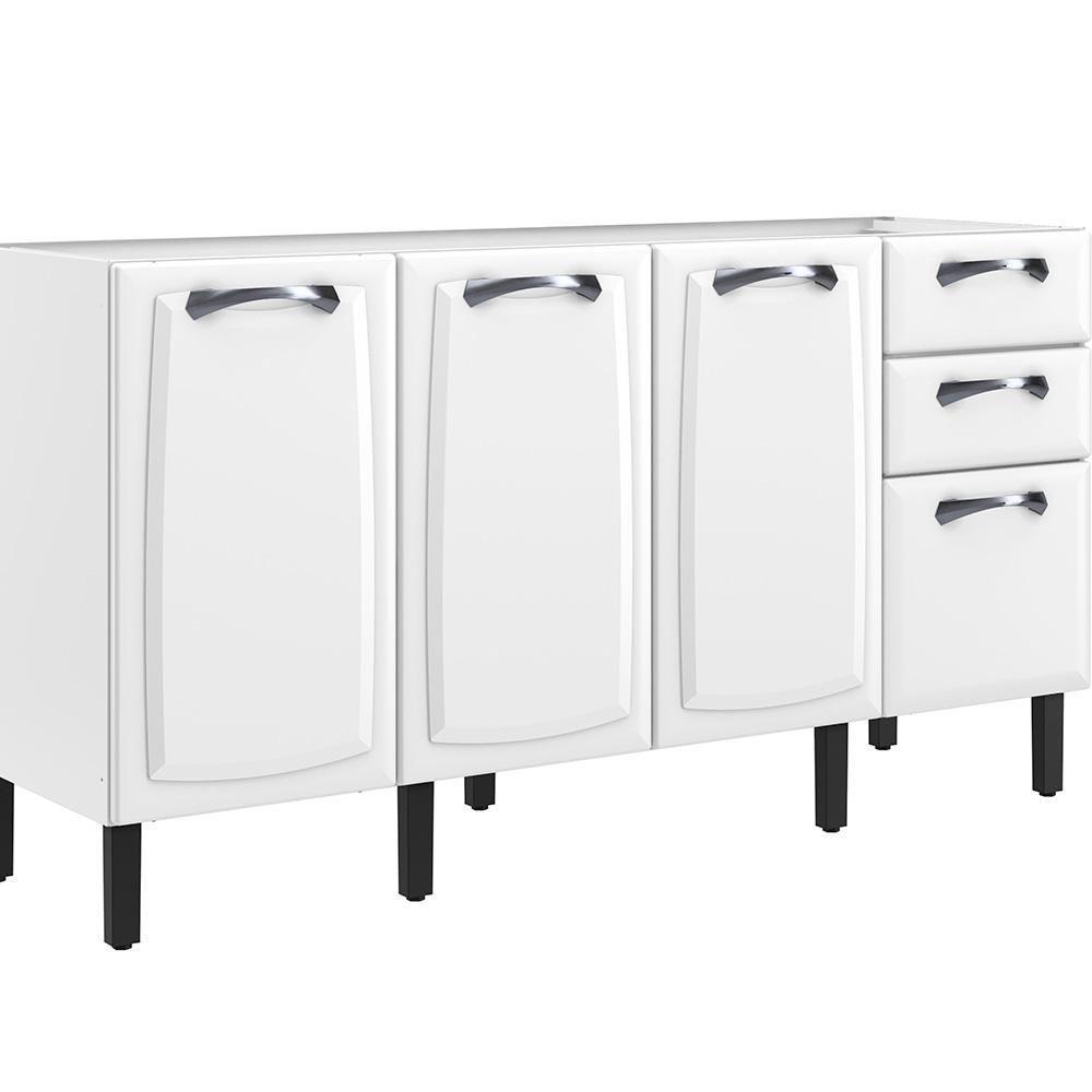 Balcão De Cozinha Itatiaia Em Aço Portas Gavetas Branco - 1