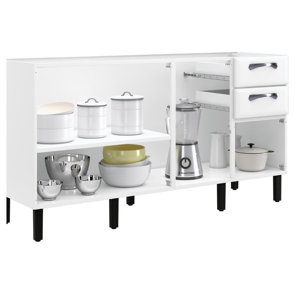 Balcão De Cozinha Itatiaia Em Aço Portas Gavetas Branco - 2