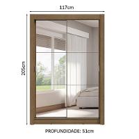 Guarda-roupa Solteiro 2 Portas Correr Espelhos 4 Gav Rústico - 8