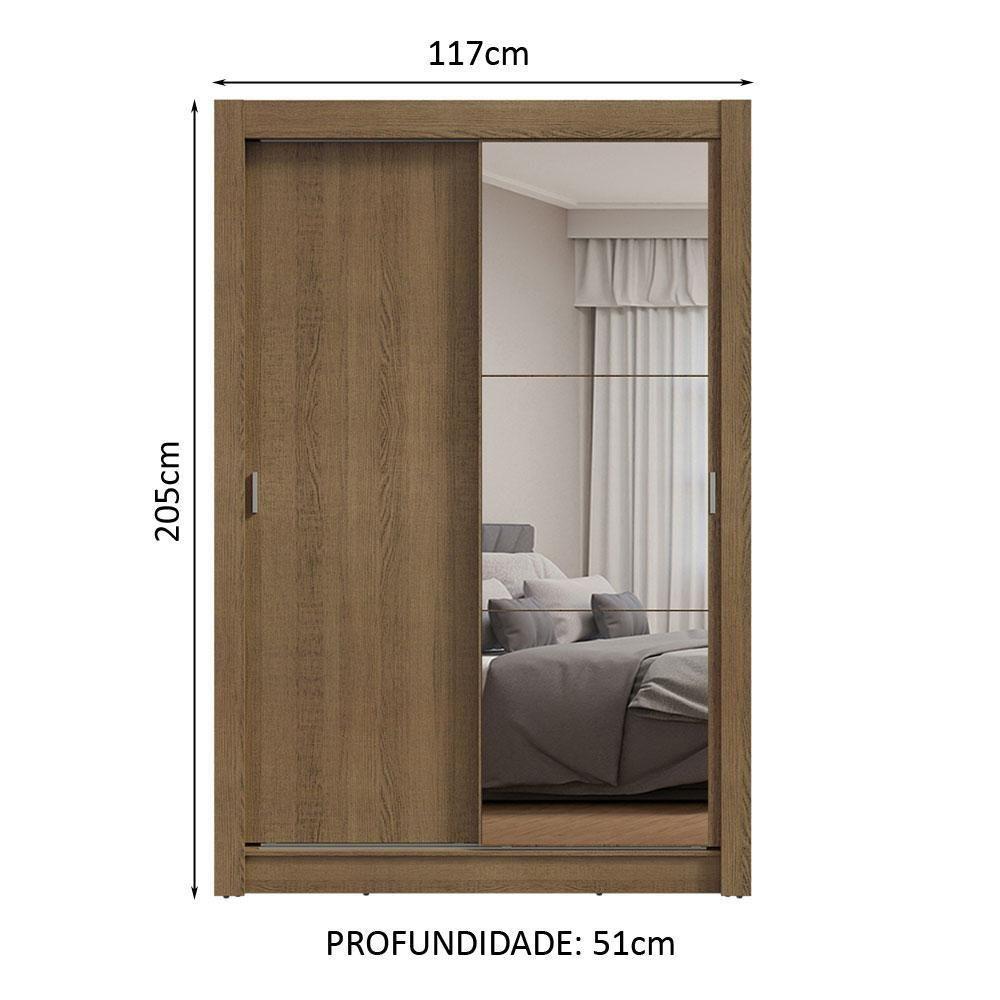 Guarda-Roupa Solteiro 2 Portas Correr Com Espelho - 3