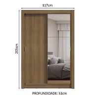 Guarda-Roupa Solteiro 2 Portas Correr Com Espelho - 3