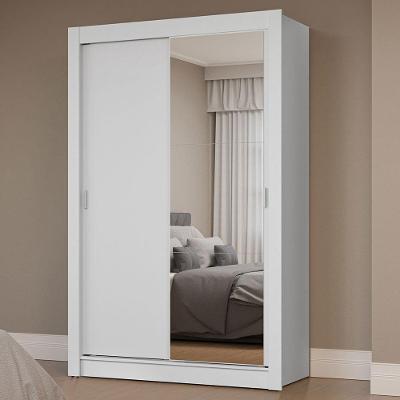 Guarda Roupa Solteiro Milano 2 Portas de Correr 0 Gavetas Branco MDP com Espelho