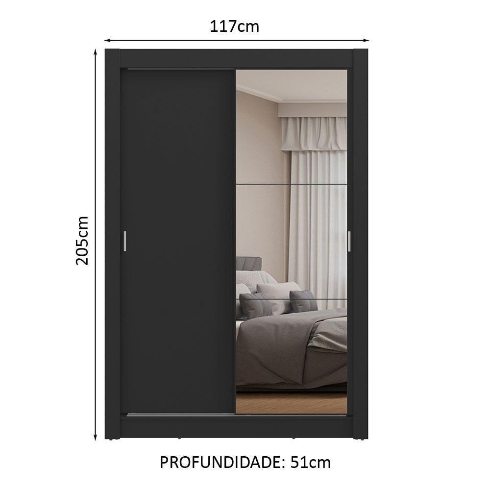 Guarda-Roupa Solteiro 2 Portas Correr Com Espelho - 8