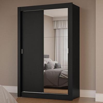 Guarda Roupa Solteiro Milano 2 Portas de Correr 0 Gavetas Preto MDP Madesa