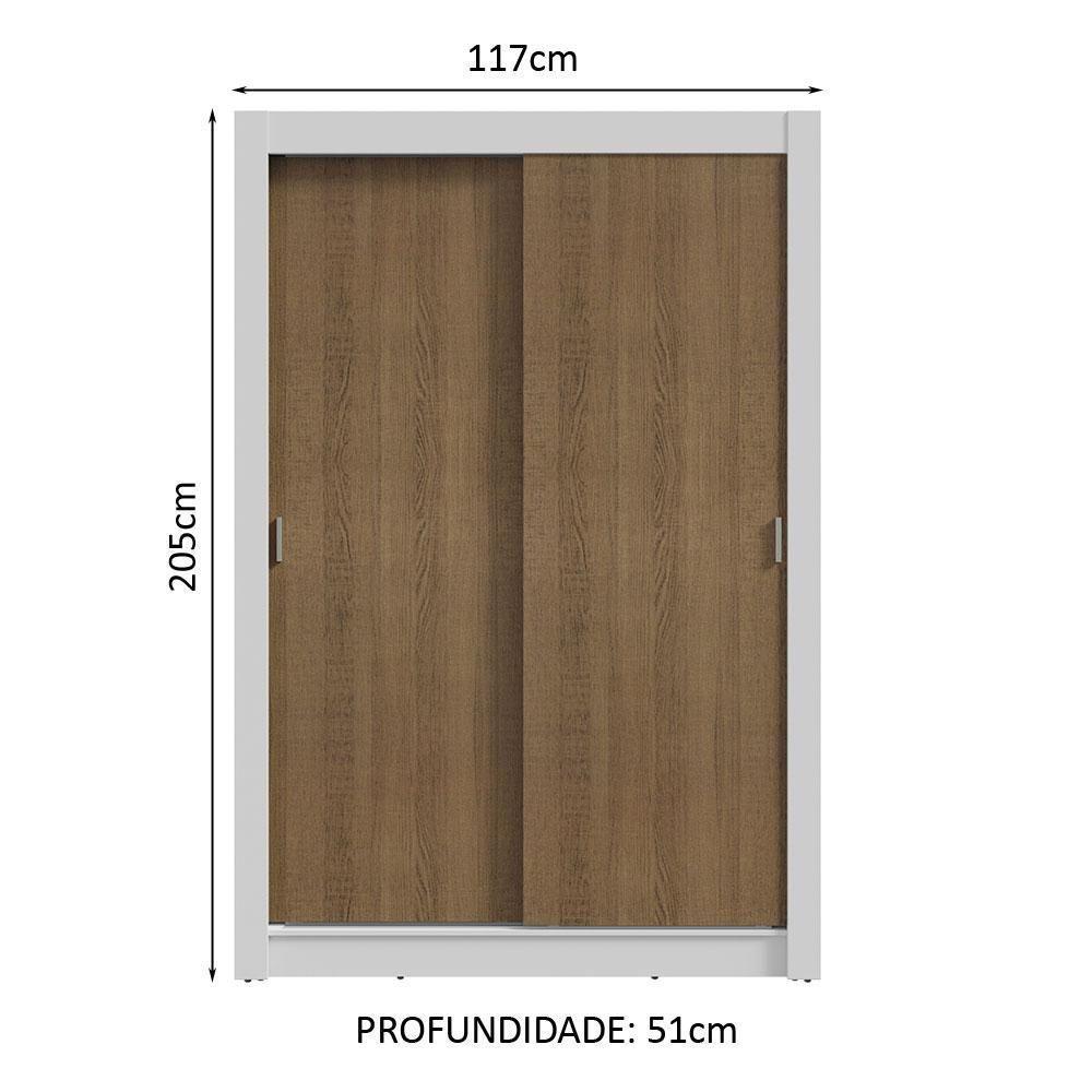 Guarda-roupa Solteiro 2 Portas De Correr 4 Gavetas Branco/rustic Vivare Plus Madesa Branco/rustic - 8