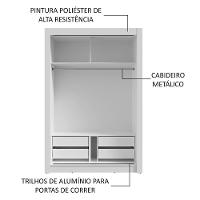Guarda-roupa Solteiro 2 Portas De Correr 4 Gavetas Branco/rustic Vivare Plus Madesa Branco/rustic - 5