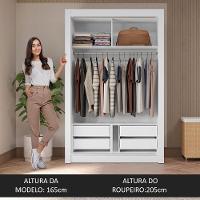 Guarda-roupa Solteiro 2 Portas De Correr 4 Gavetas Branco/rustic Vivare Plus Madesa Branco/rustic - 10