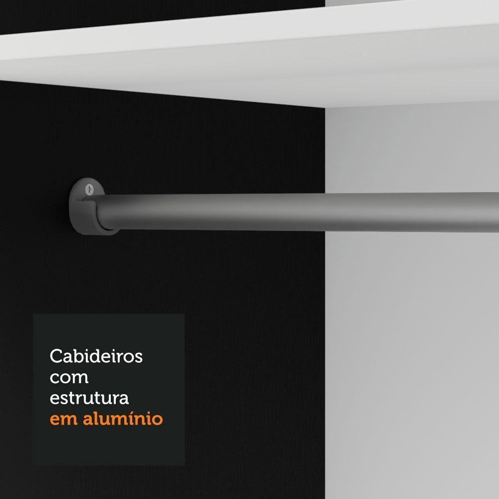 Guarda-roupa Solteiro 2 Portas De Correr Com Espelhos 2 Gavetas Preto Vivare Madesa Preto - 4