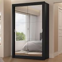 Guarda-roupa Solteiro 2 Portas De Correr Com Espelhos 2 Gavetas Preto Vivare Madesa Preto - 1