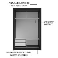 Guarda-roupa Solteiro 2 Portas De Correr Com Espelhos 2 Gavetas Preto Vivare Madesa Preto - 5