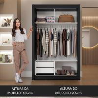 Guarda-roupa Solteiro 2 Portas De Correr Com Espelhos 2 Gavetas Preto Vivare Madesa Preto - 10