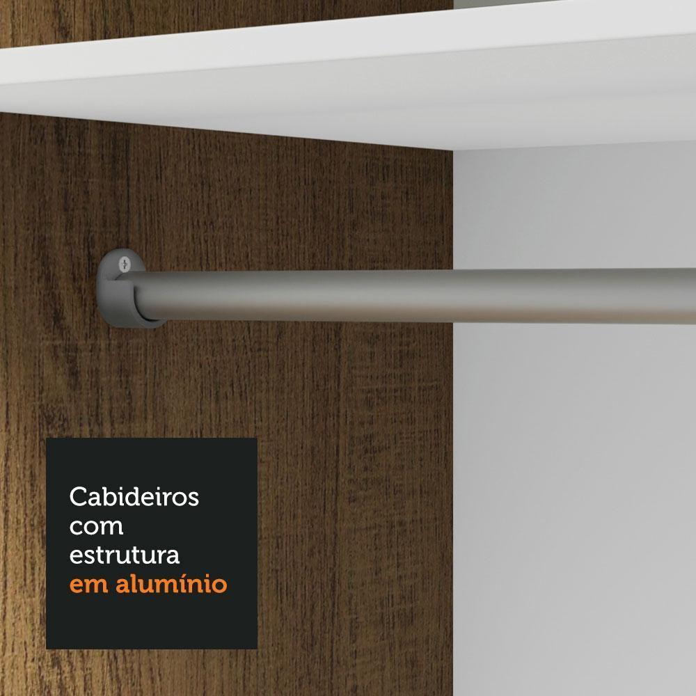 Guarda-roupa Solteiro 2Portas Correr 2 Gavetas Rustic/branco - 4