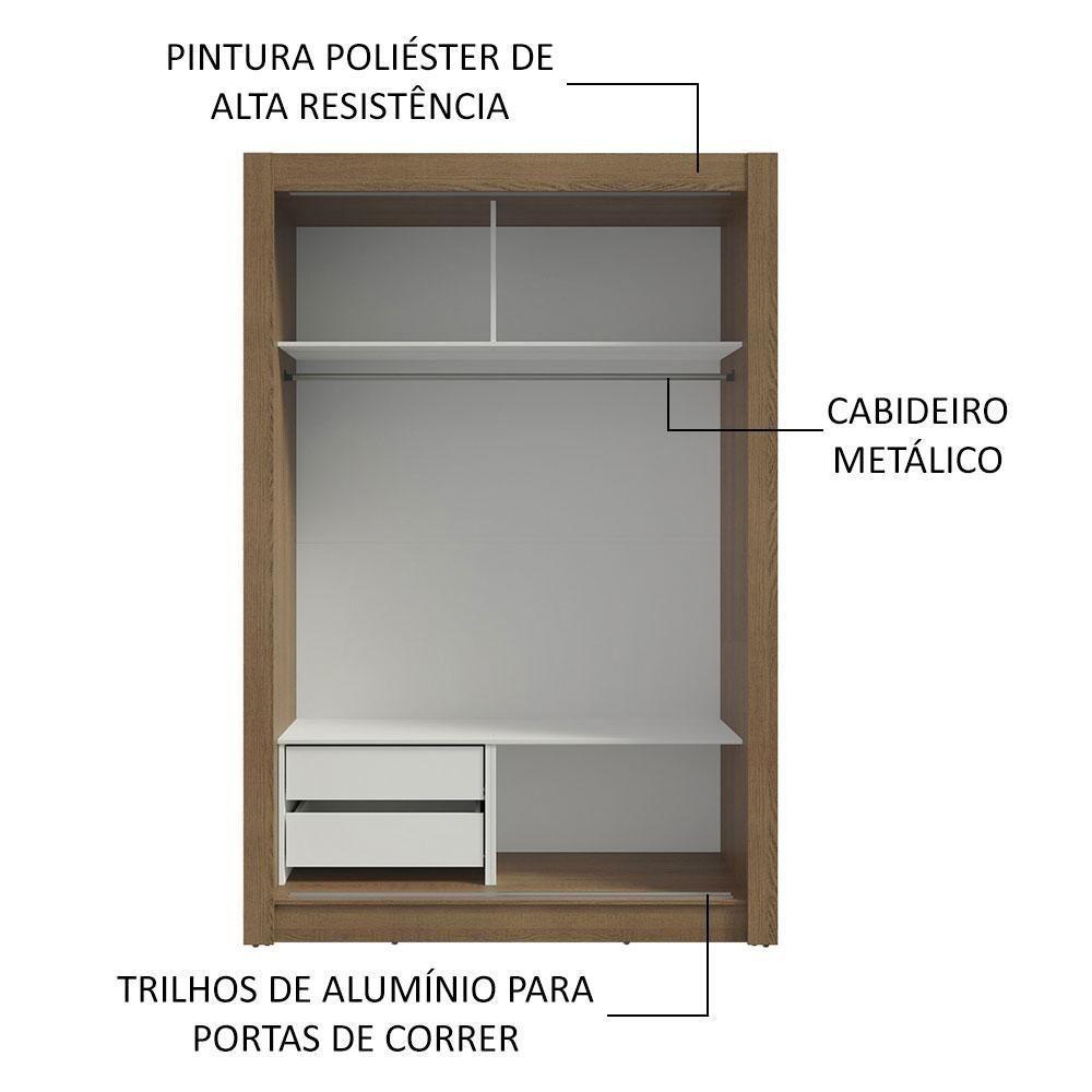Guarda-roupa Solteiro 2Portas Correr 2 Gavetas Rustic/branco - 5