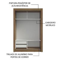Guarda-roupa Solteiro 2Portas Correr 2 Gavetas Rustic/branco - 5